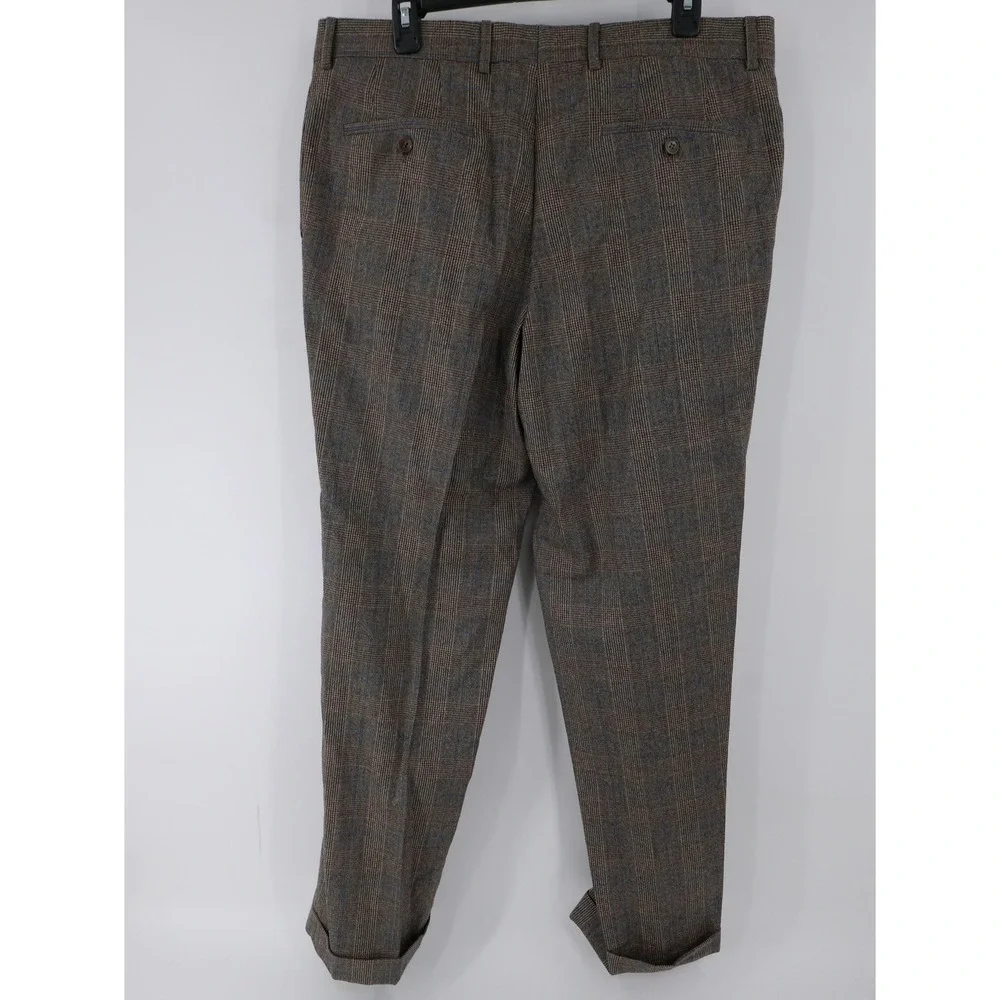 Hugo Boss Suit Brown Plaid Rossellini/Movie Wool Tweed USA 2 Piece 42R 36x33